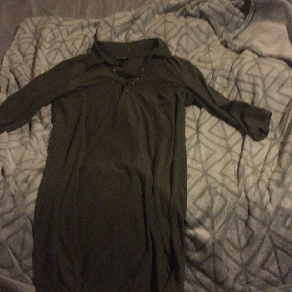 Dark green mid sleeve and collard dress